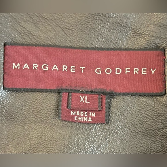 GENUINE LEATHER Brown MARGARET GODFREY Women's Vintage 3-Button Jacket. Size: XL - Picture 7 of 13